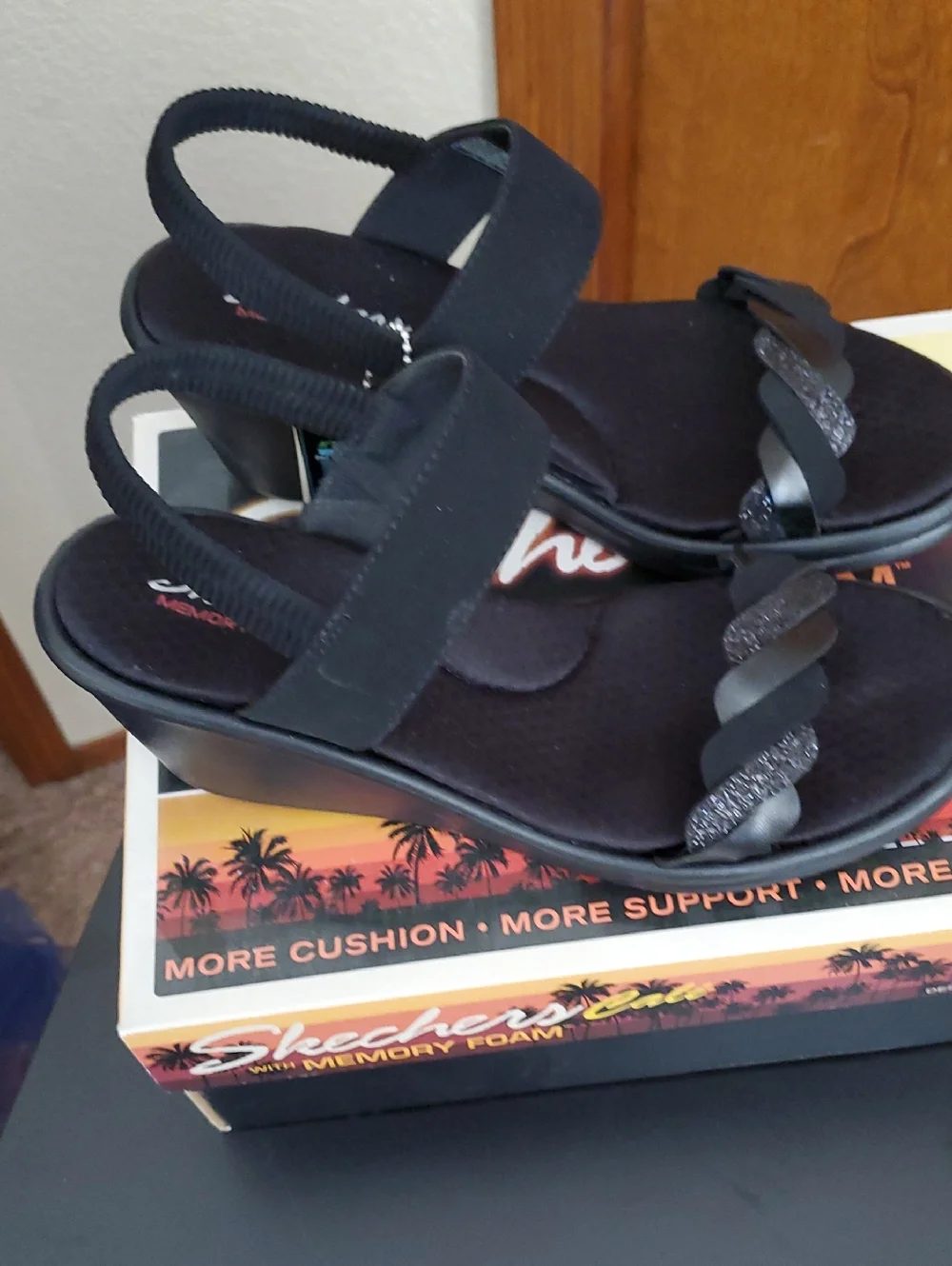 Skechers Black Rumblers City Dash Sandals Size 10 - Picture 4 of 6